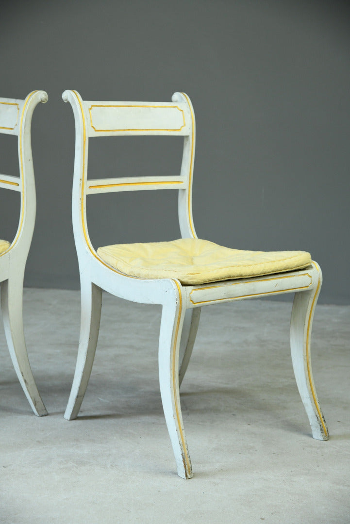 Pair Regency Style Painted Dining Chairs