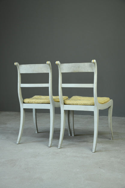 Pair Regency Style Painted Dining Chairs