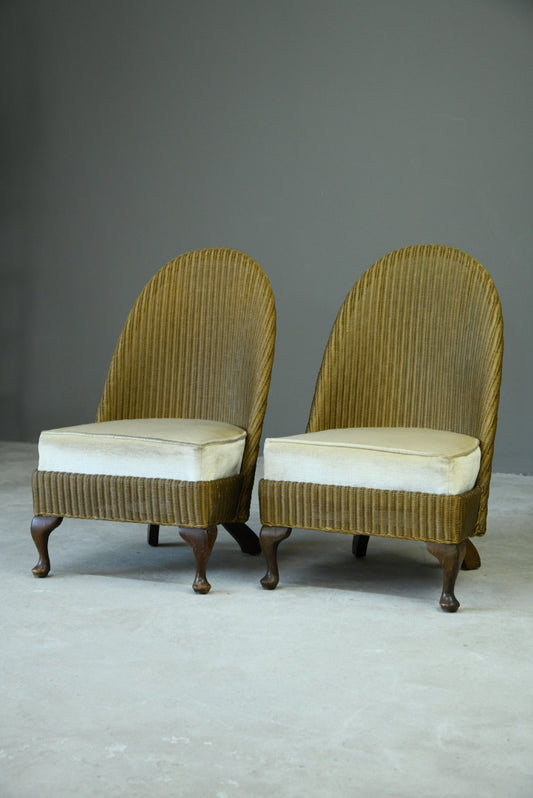Pair Lloyd Loom Gold Chairs - Kernow Furniture