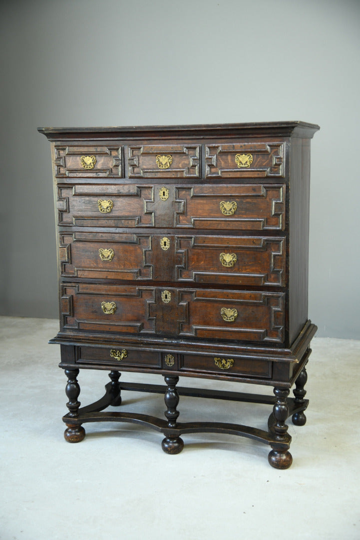 Antique Queen Anne Style Chest on Stand - Kernow Furniture