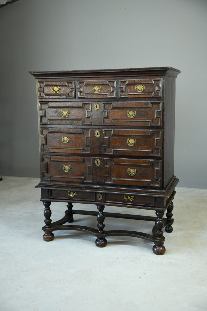 Antique Queen Anne Style Chest on Stand - Kernow Furniture