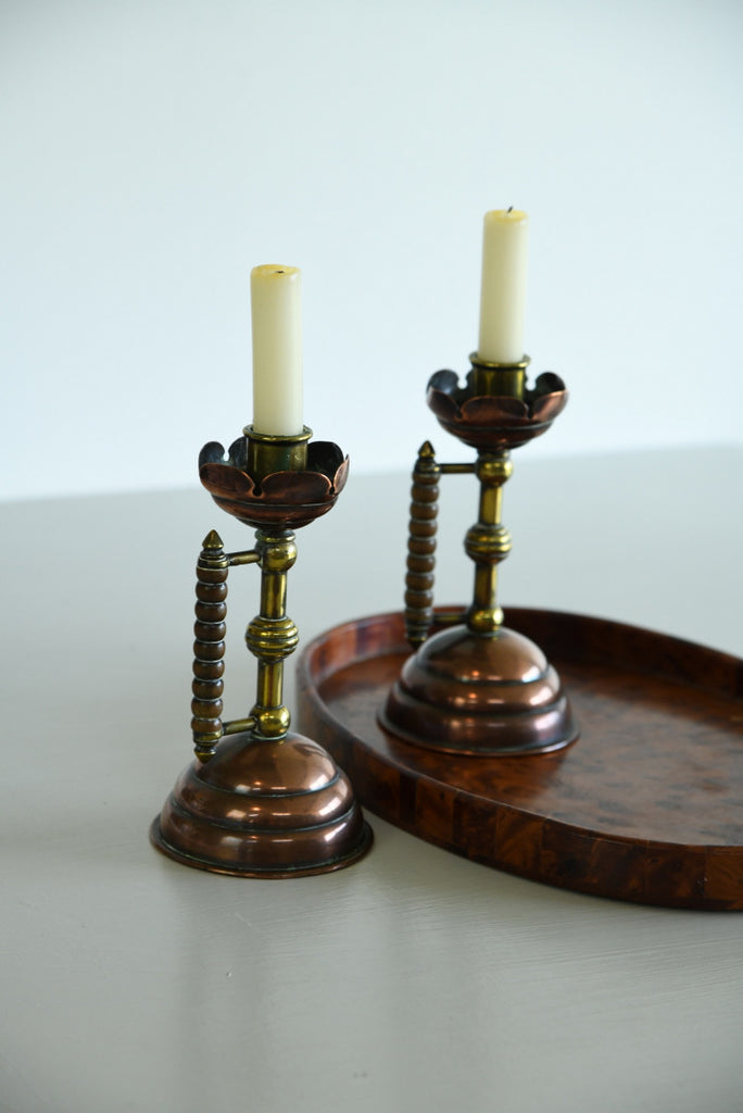 Pair Christopher Dresser Arts & Crafts Candlesticks - Kernow Furniture