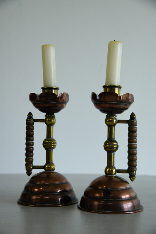 Pair Christopher Dresser Arts & Crafts Candlesticks - Kernow Furniture