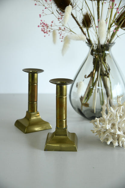 Pair Brass Candlesticks - Kernow Furniture