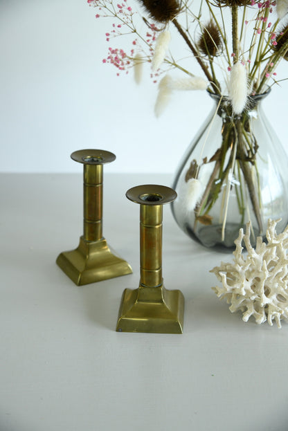 Pair Brass Candlesticks - Kernow Furniture