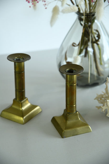 Pair Brass Candlesticks - Kernow Furniture