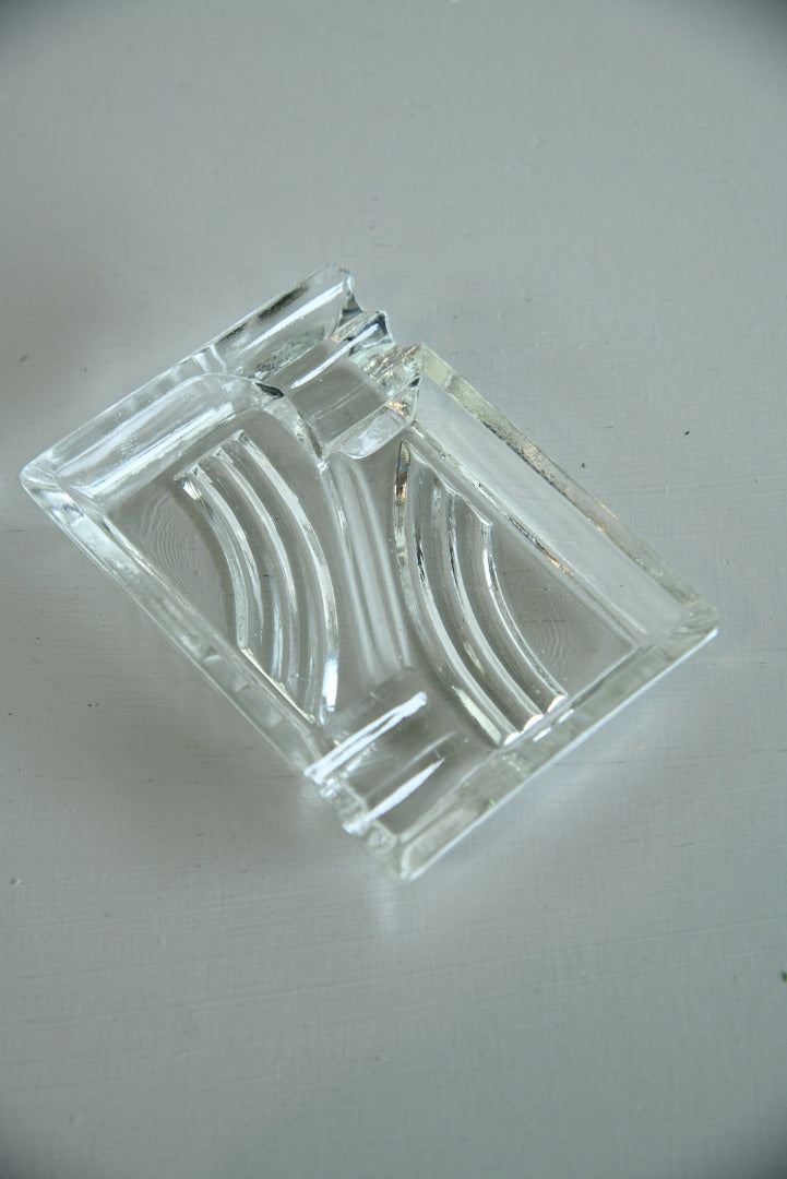 Deco Clear Glass Ashtray - Kernow Furniture