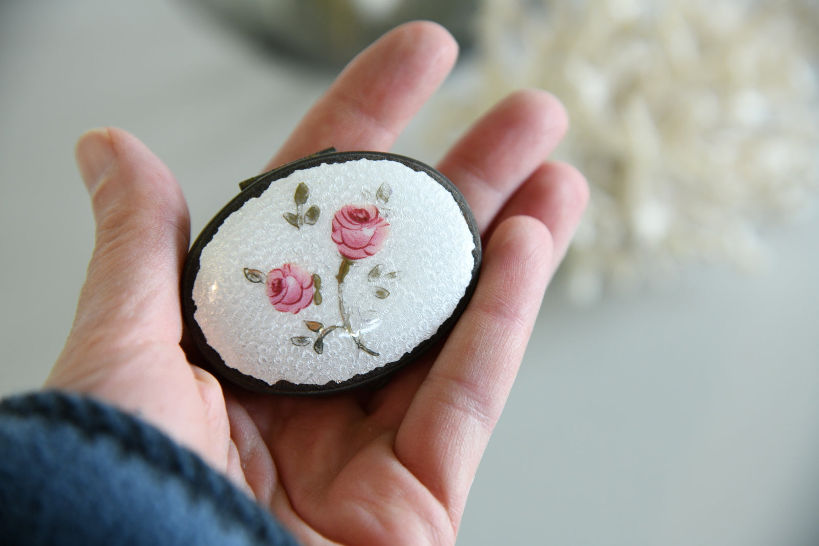 Enamelled Brass Pill Box