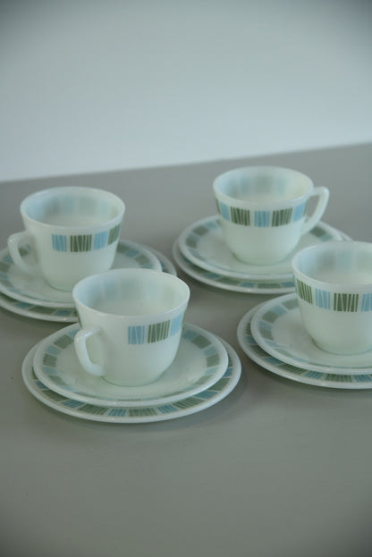 4 Pyrex Cups Saucer Plate