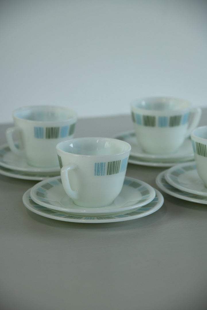 4 Pyrex Cups Saucer Plate