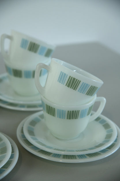 4 Pyrex Cups Saucer Plate