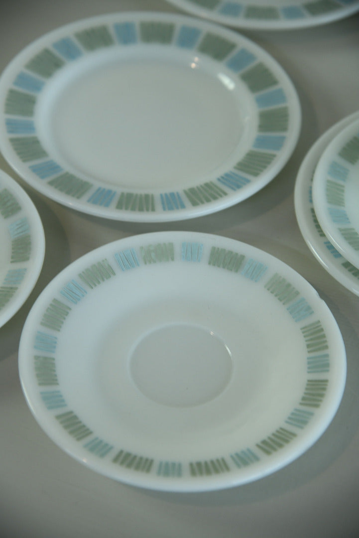 4 Pyrex Cups Saucer Plate