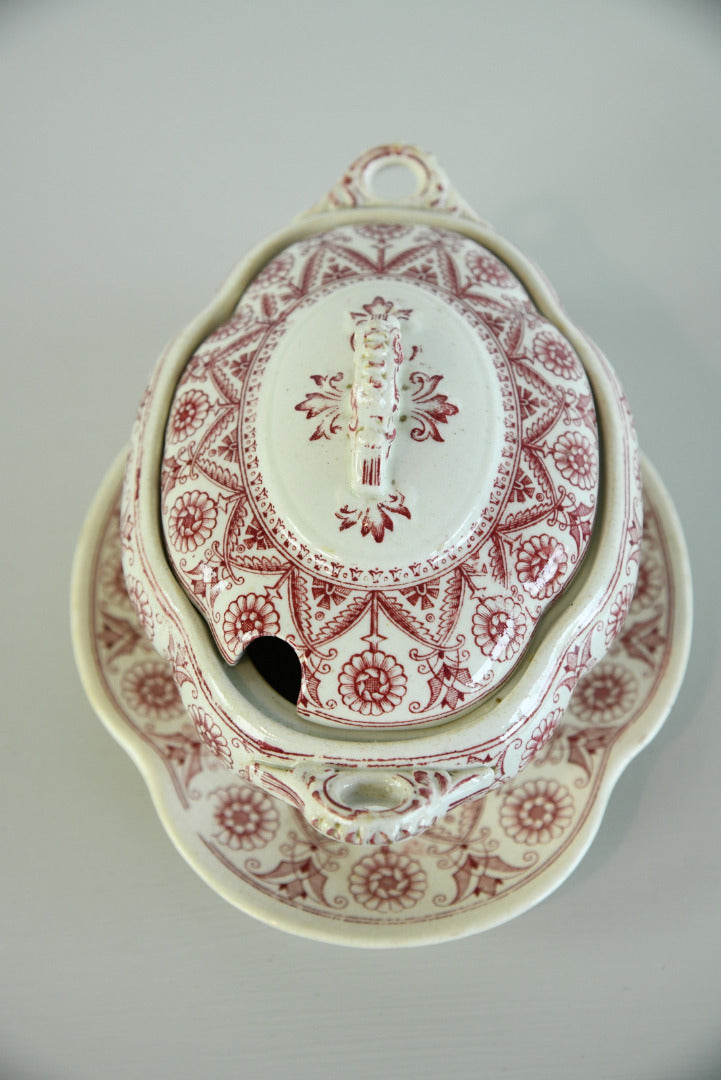 Red Transferware Sauce Tureen - Kernow Furniture