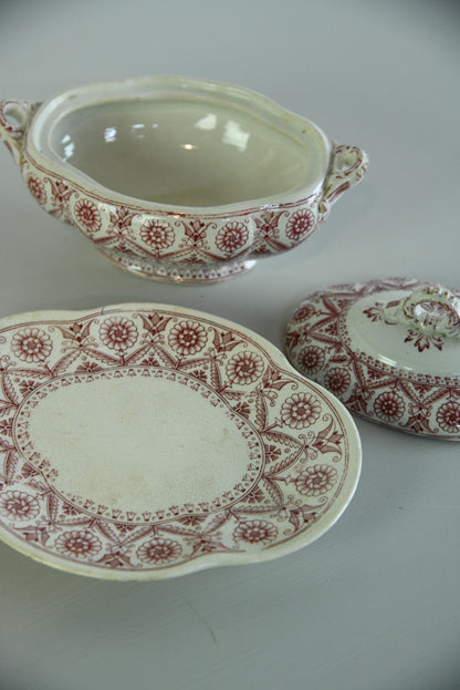 Red Transferware Sauce Tureen - Kernow Furniture