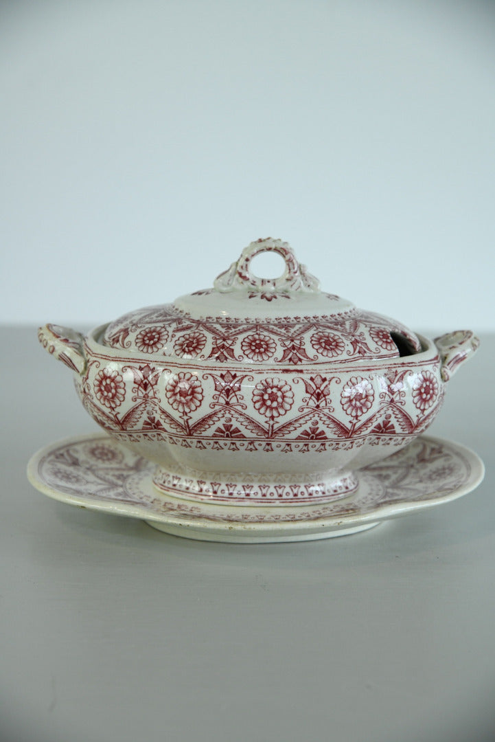 Red Transferware Sauce Tureen - Kernow Furniture