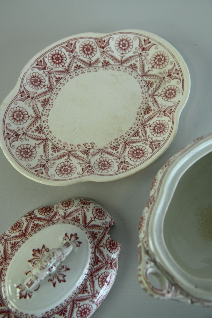 Red Transferware Sauce Tureen - Kernow Furniture