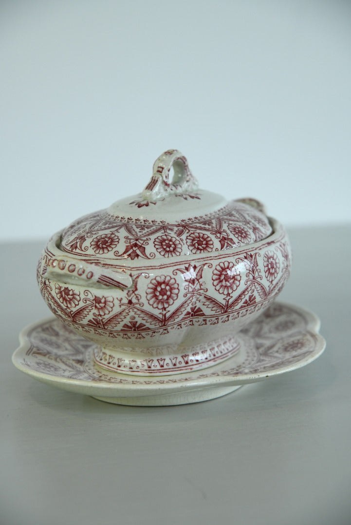 Red Transferware Sauce Tureen - Kernow Furniture