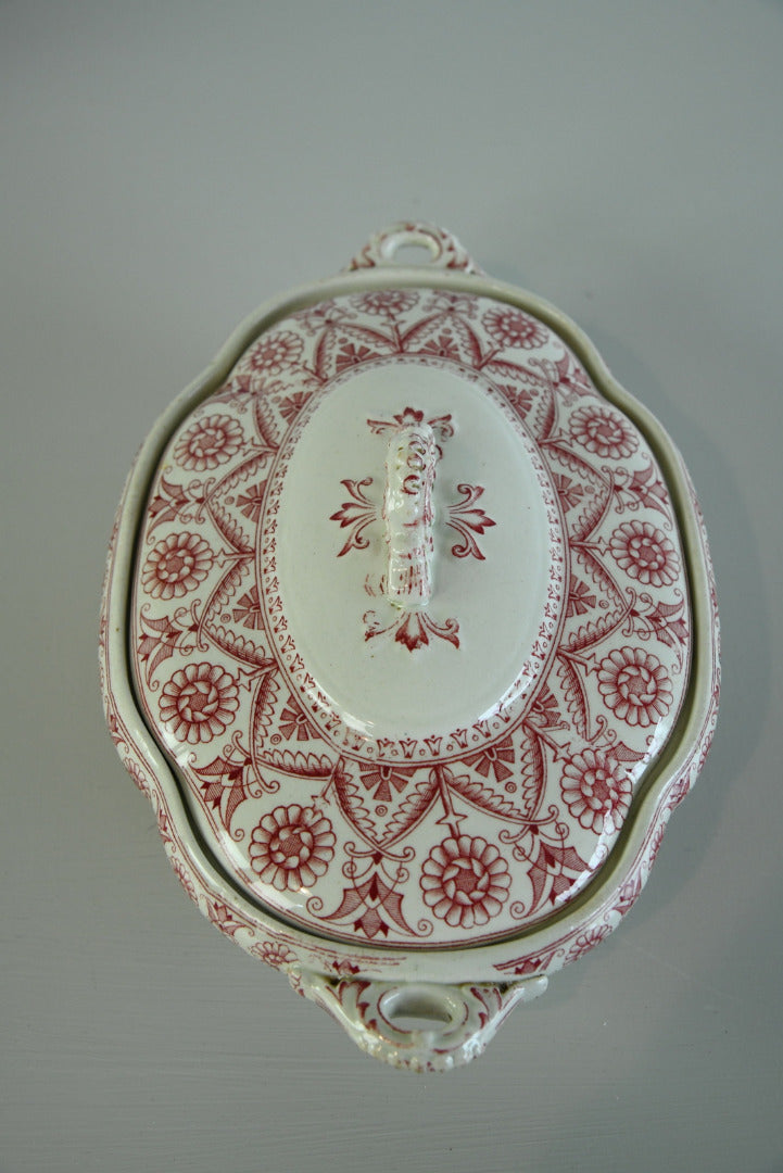 Red Floral Transferware Serving Dish - Kernow Furniture