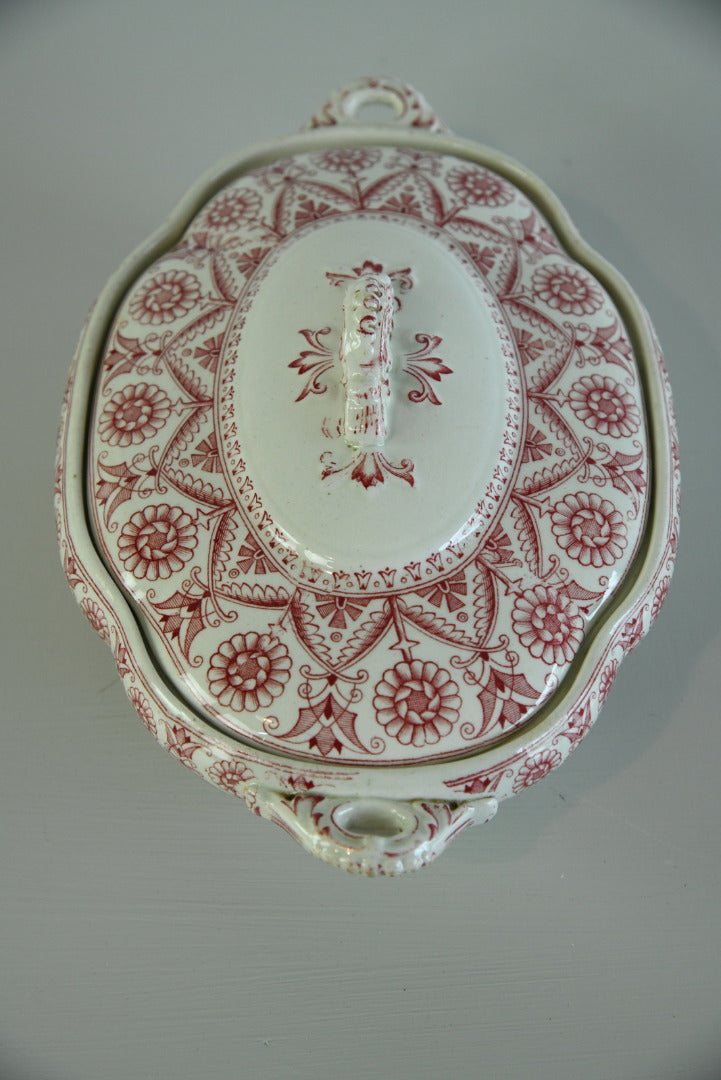 Red Floral Transferware Serving Dish - Kernow Furniture