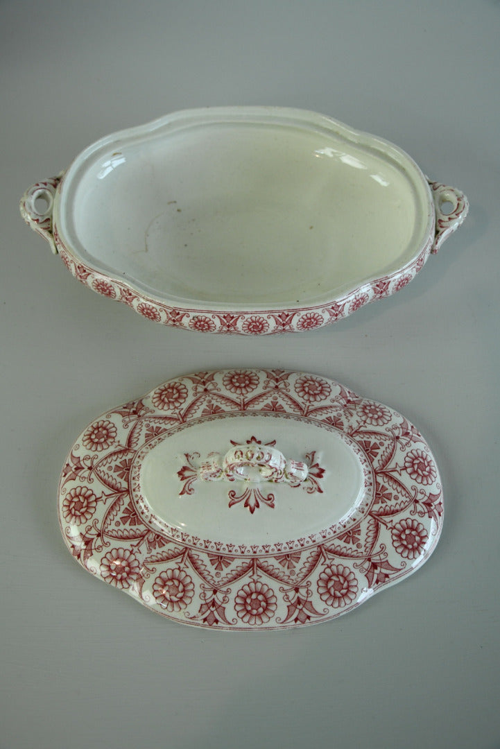 Red Floral Transferware Serving Dish - Kernow Furniture