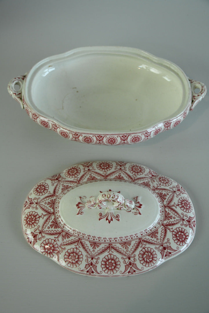 Red Floral Transferware Serving Dish - Kernow Furniture