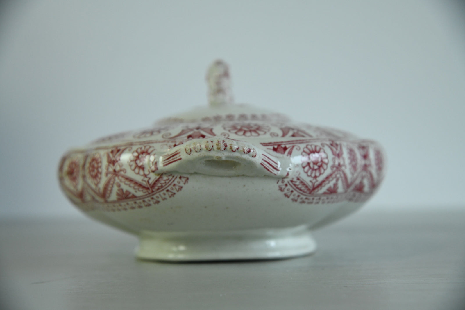 Red Floral Transferware Serving Dish - Kernow Furniture