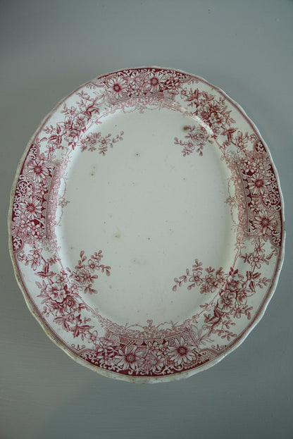 Red Transferware Serving Platter - Kernow Furniture