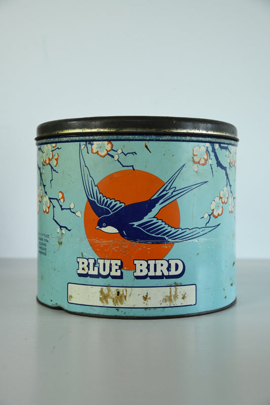 Large Vintage Blue Bird Toffee Tin - Kernow Furniture