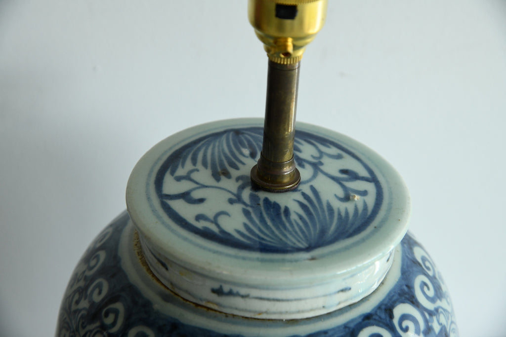 Large Blue & White Oriental Lamp