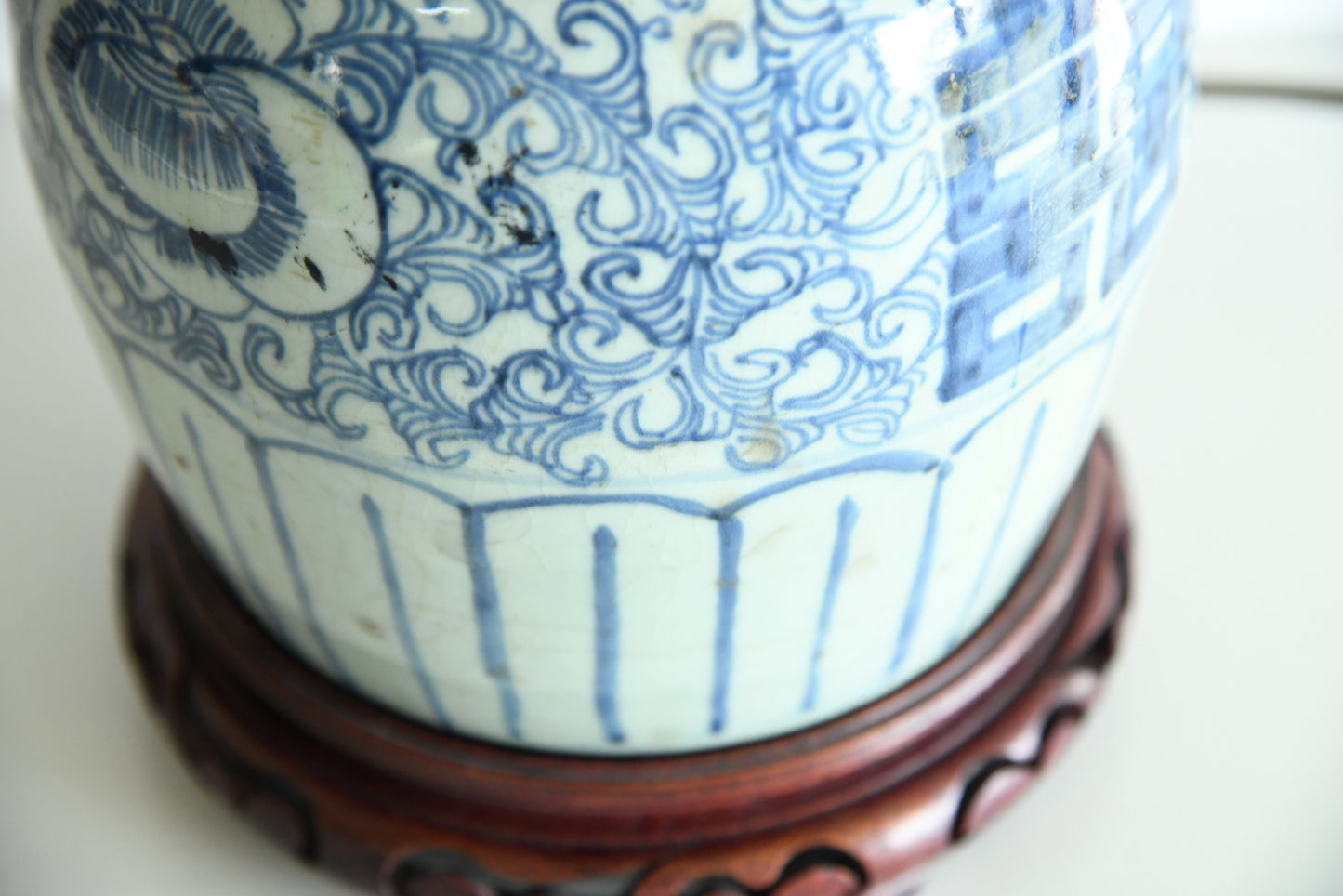 Large Blue & White Oriental Lamp