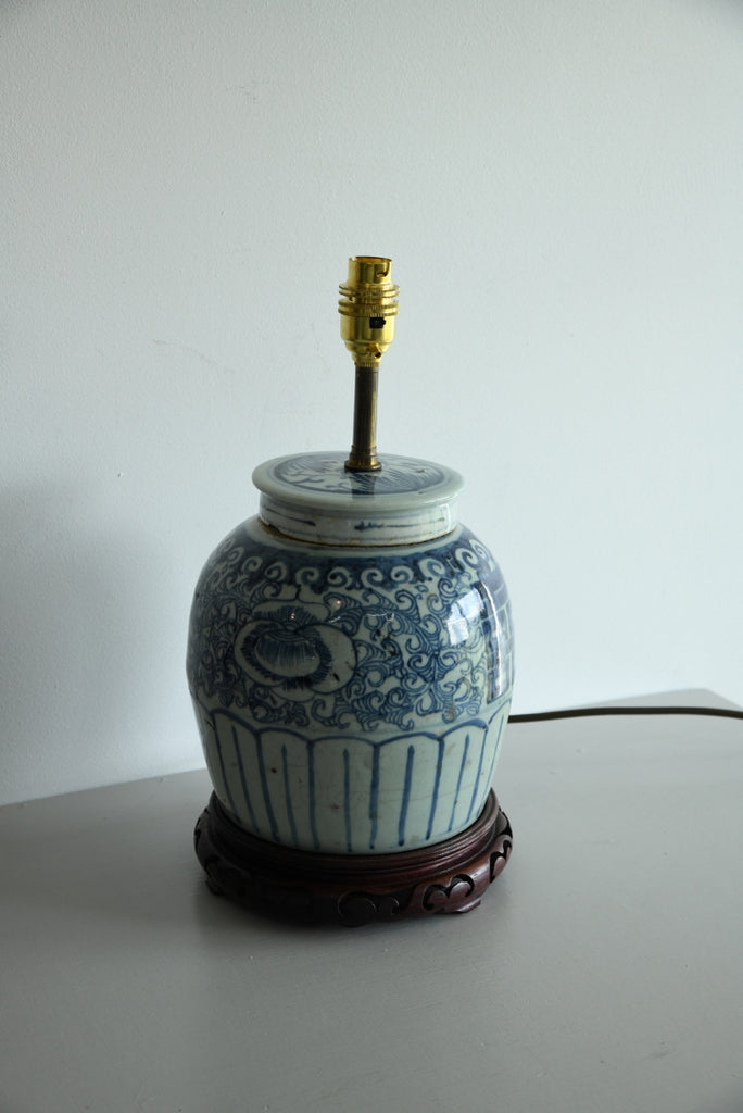 Large Blue & White Oriental Lamp