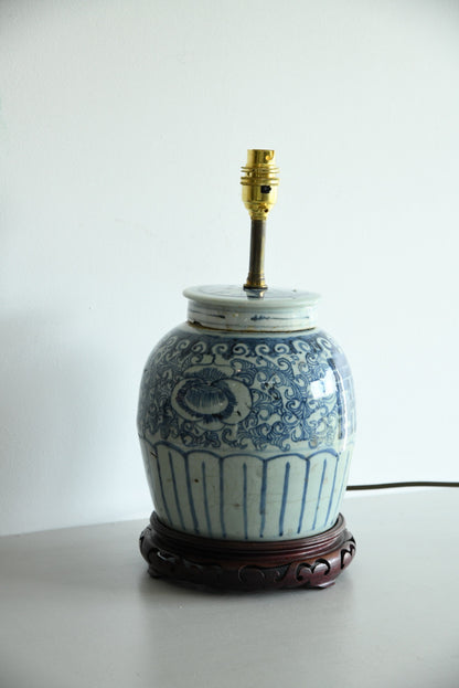 Large Blue & White Oriental Lamp