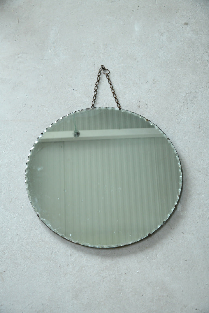 Large Round Vintage Frameless Mirror