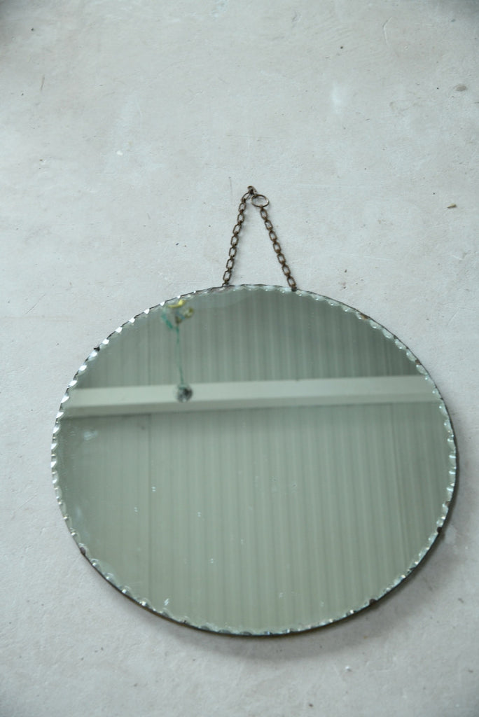 Large Round Vintage Frameless Mirror