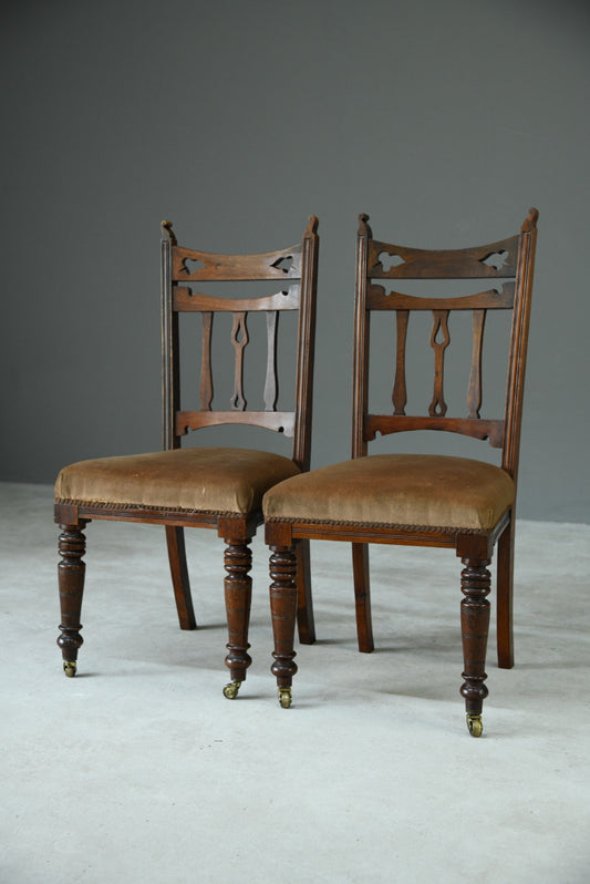 Pair Edwardian Walnut Dining Chairs