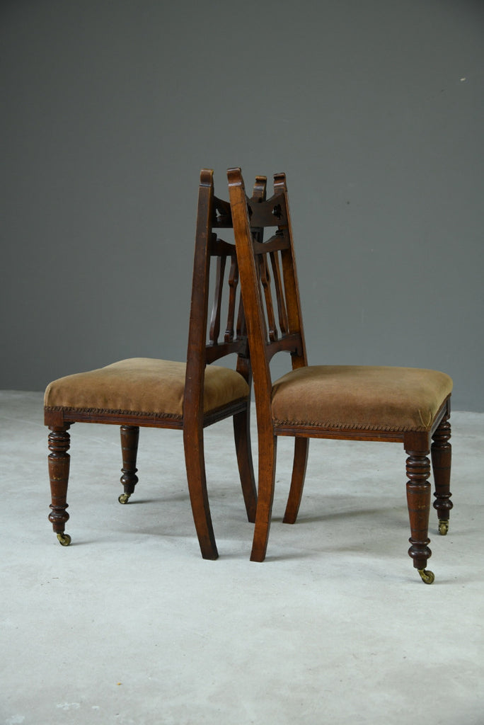 Pair Edwardian Walnut Dining Chairs
