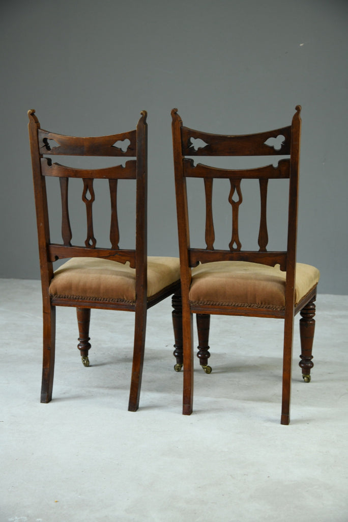 Pair Edwardian Walnut Dining Chairs