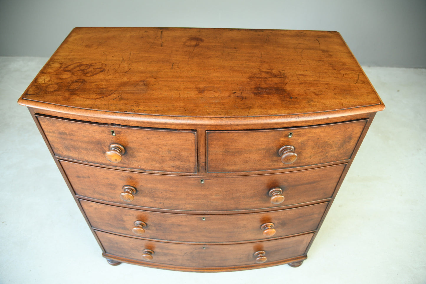 Antique Mahogany Bow Front Chest of Drawers