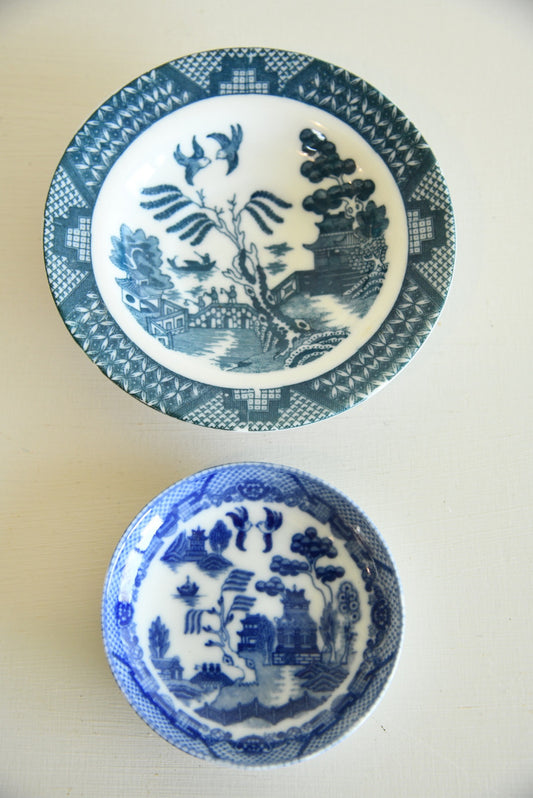 Two Willow Pattern Pin Dish