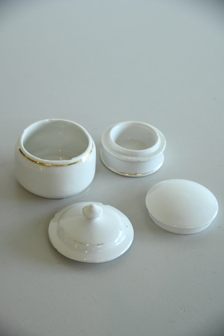 Pair White Dressing Table Trinket Pots