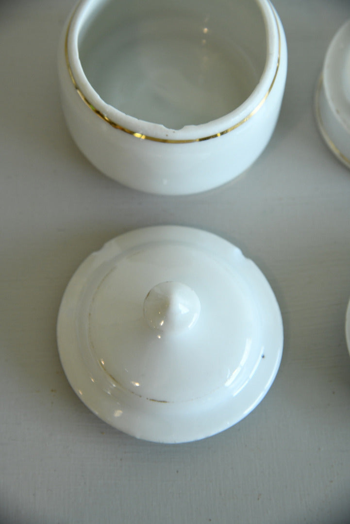 Pair White Dressing Table Trinket Pots