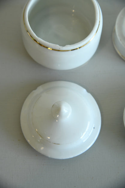 Pair White Dressing Table Trinket Pots