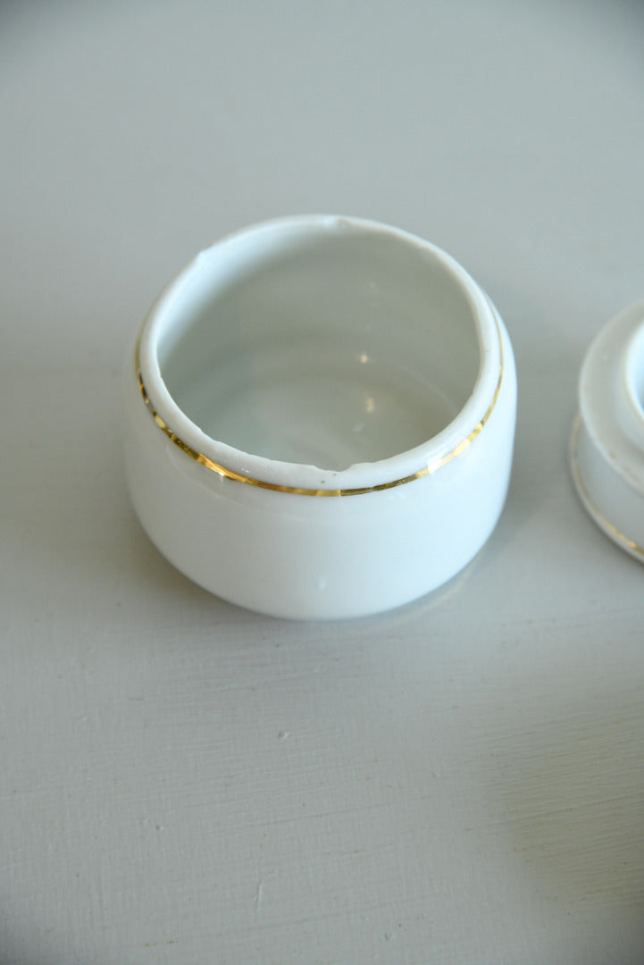 Pair White Dressing Table Trinket Pots