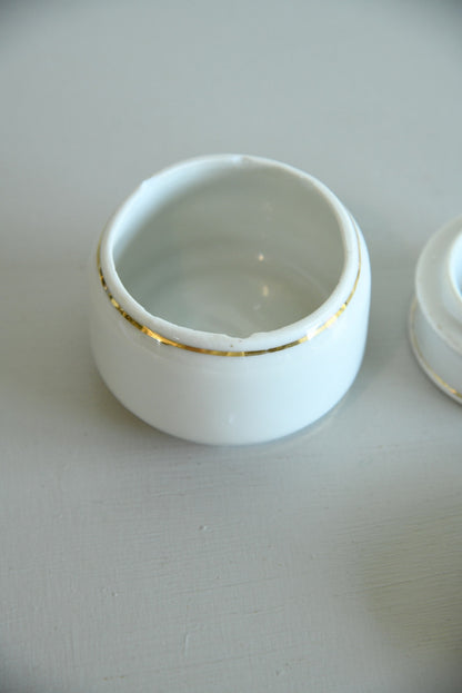 Pair White Dressing Table Trinket Pots