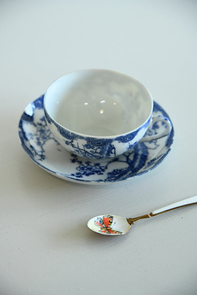Oriental Cup Saucer Enamel Spoon