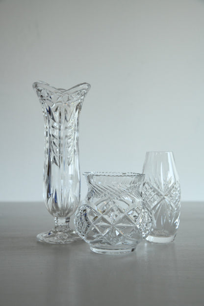 3 Vintage Crystal Glass Vase