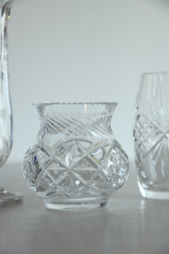 3 Vintage Crystal Glass Vase