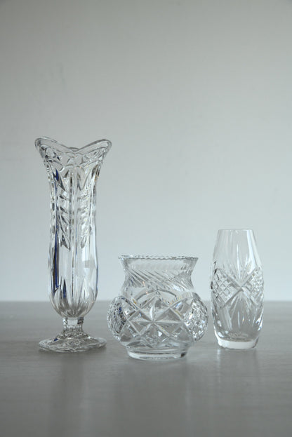 3 Vintage Crystal Glass Vase