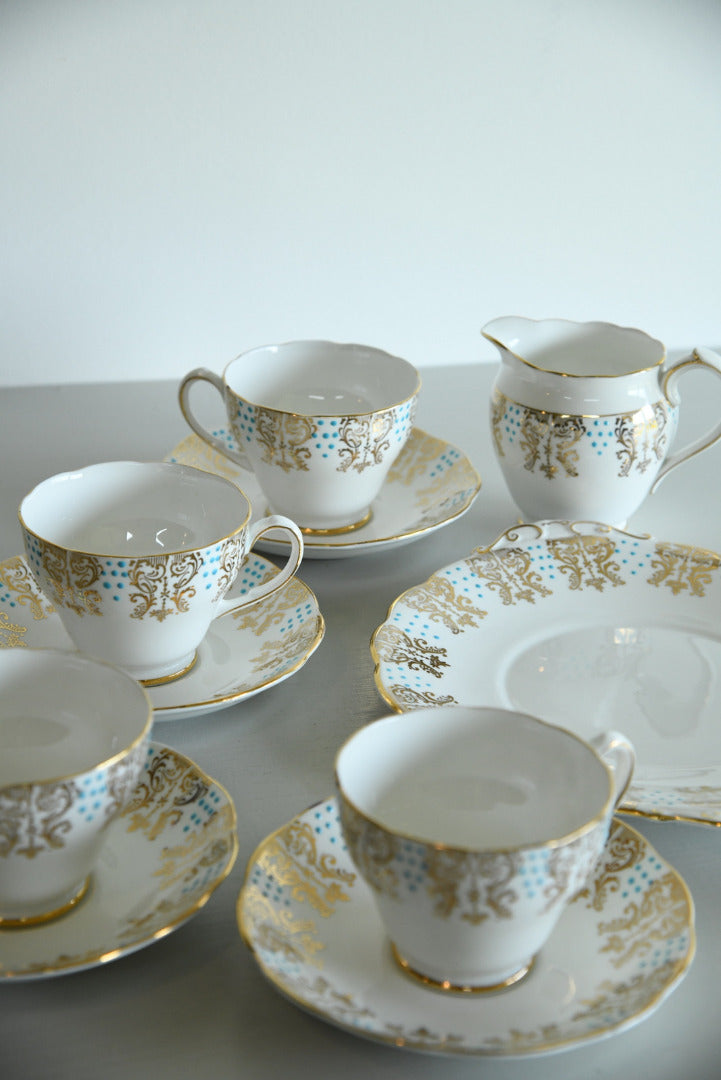 4 Roslyn Bone China Cups Saucers