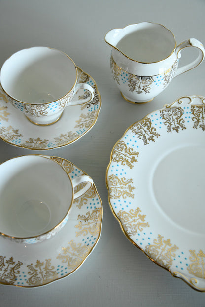 4 Roslyn Bone China Cups Saucers